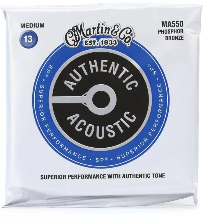 Martin MA550 Authentic Acoustic Superior Performance 92/8 Phosphor Bronze Guitar Strings - .013-.056 Medium