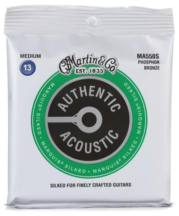 Martin MA550S Authentic Acoustic Marquis Silked 92/8 Phosphor Bronze Guitar Strings - .013-.056 Medium