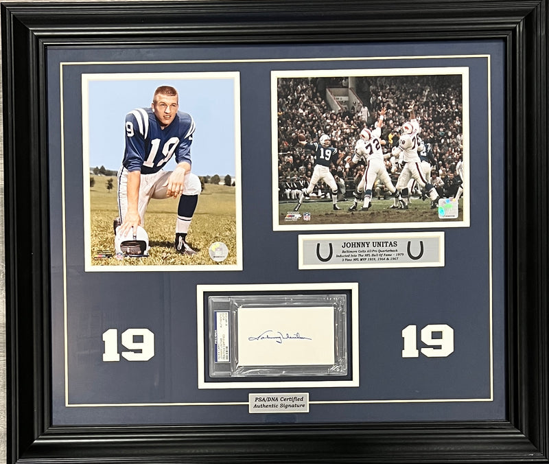 Johnny Unitas Autographed Display Colts PSA